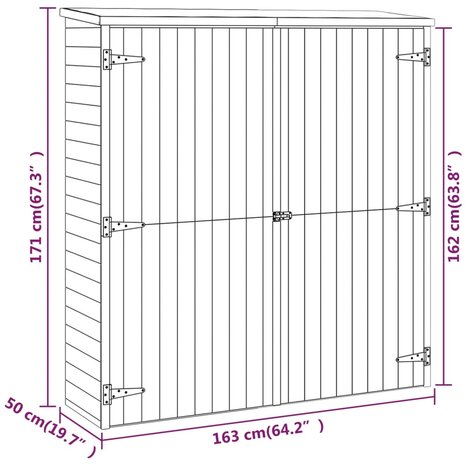 Tuinschuur 163x50x171 cm massief grenenhout 8720286830154 8