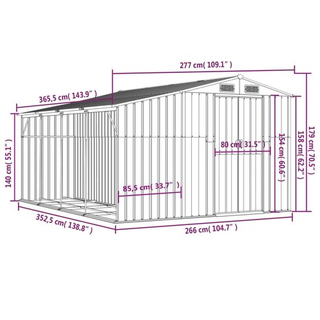 Tuinschuur 277x365,5x179 cm gegalvaniseerd staal bruin 8720845894986 12