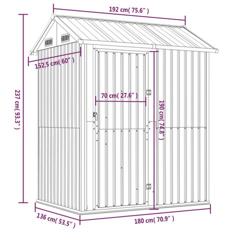 Tuinschuur 192x152,5x237 cm gegalvaniseerd staal lichtgrijs 8720845888893 9