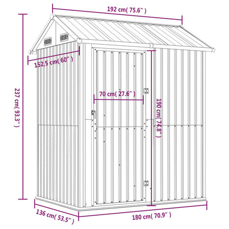 Tuinschuur 192x152,5x237 cm gegalvaniseerd staal lichtbruin 8720845888923 9