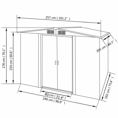 Tuinberging 257x205x178 cm metaal grijs 8718475504979 8