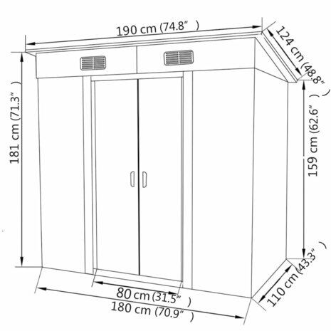 Tuinschuur metaal groen 8718475504986 8