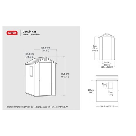 Keter Tuinschuur Darwin 46 hout-look grijs 7290112633620 12