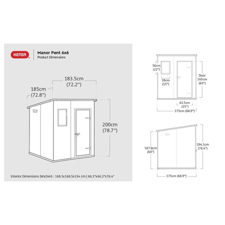 Keter Tuinschuur Manor Pent 66 donkergrijs 7290112631749 9