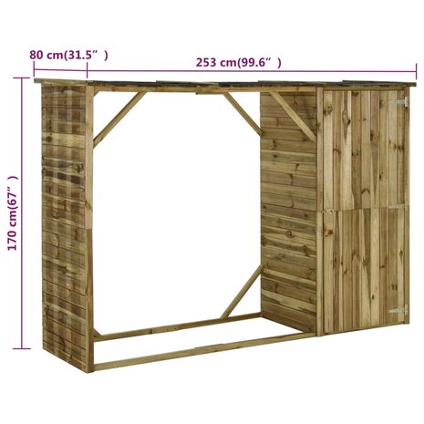 Tuinschuur 253x80x170 cm grenenhout 8718475715153 7