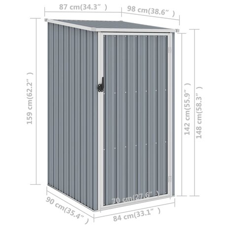 Tuinschuur 87x98x159 cm gegalvaniseerd staal grijs 8719883811406 7