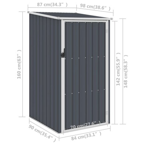 Tuinschuur 87x98x159 cm gegalvaniseerd staal antraciet 8719883811413 7