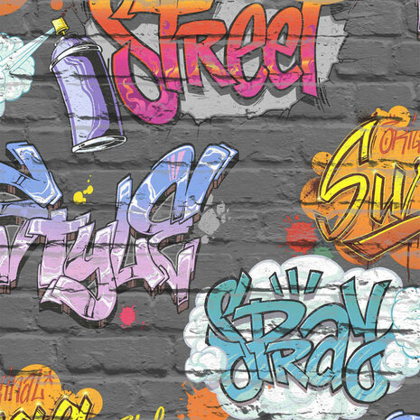 DUTCH WALLCOVERINGS Behang graffiti meerkleurig L179-01 3294270179017 1