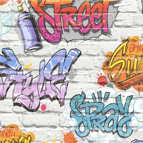 DUTCH WALLCOVERINGS Behang graffiti meerkleurig L179-05 3294270179055 1