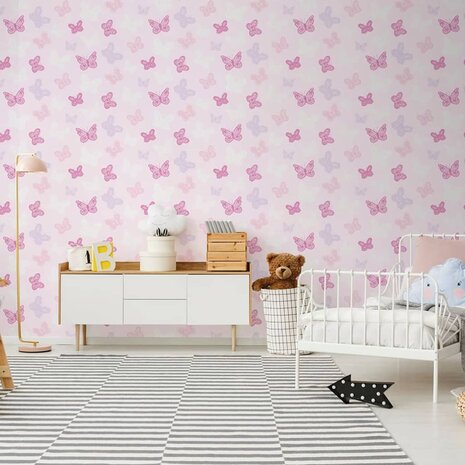 Kids at Home Behang Butterfly roze 100114 5011583301588 1