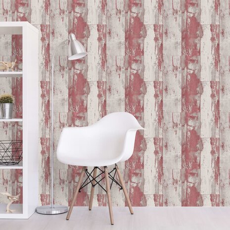 DUTCH WALLCOVERINGS Behang hout rood en beige 8711912347535 2