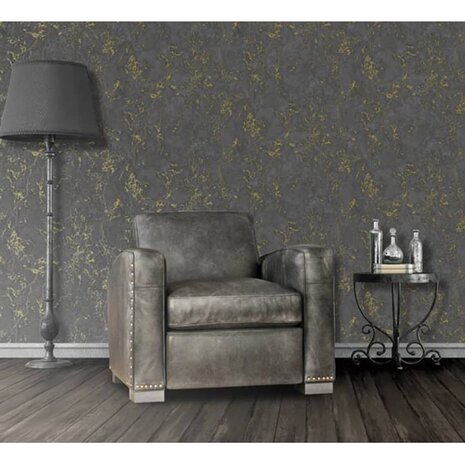 DUTCH WALLCOVERINGS Behang Marble zwart en goud 3294270855294 2