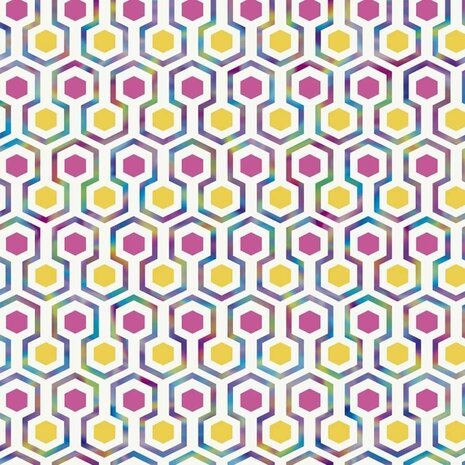 Good Vibes Behang Hexagon Pattern roze en geel 5415058063597 1