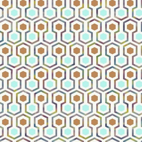 Good Vibes Behang Hexagon Pattern groen en oranje 5415058063610 1