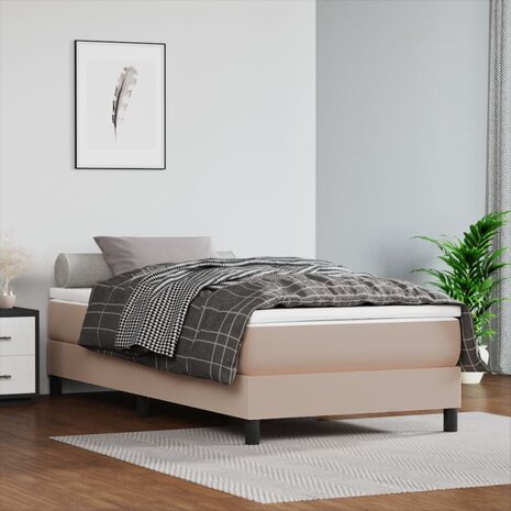 Boxspring met matras kunstleer cappuccinokleurig 100x200 cm 1