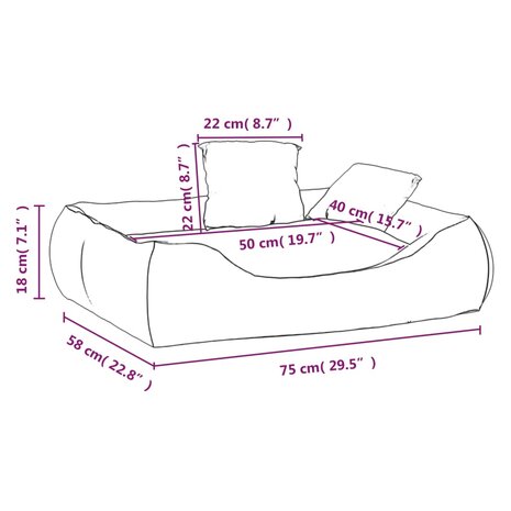 Hondenbed met kussens 75x58x18 cm oxford stof zwart 7