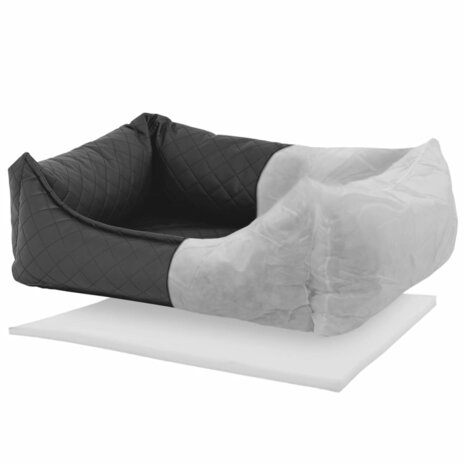 Madison Hondenbed Skai Check 100x80x25 cm grijs 2