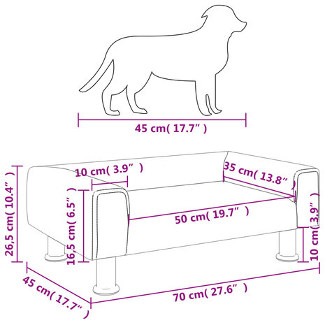 Hondenmand 70x45x26,5 cm fluweel lichtgrijs 7