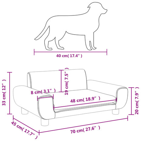 Hondenmand 70x45x33 cm fluweel zwart 7