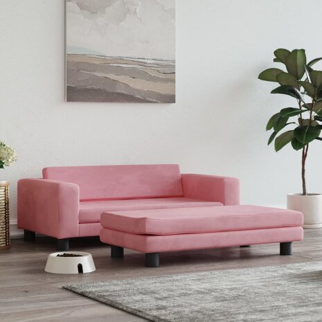 Hondenmand met verlengstuk 100x50x30 cm fluweel roze 1