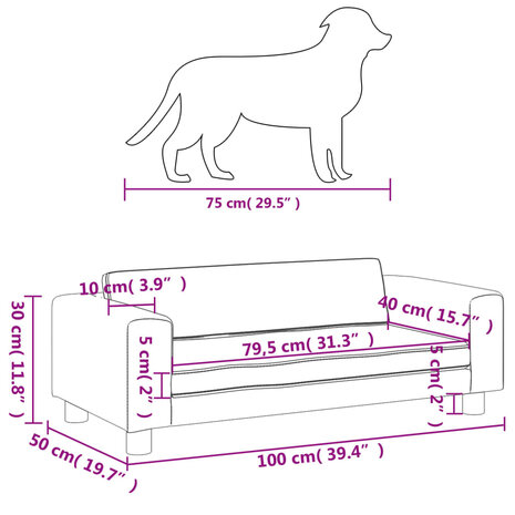 Hondenmand met verlengstuk 100x50x30 cm fluweel bruin 9