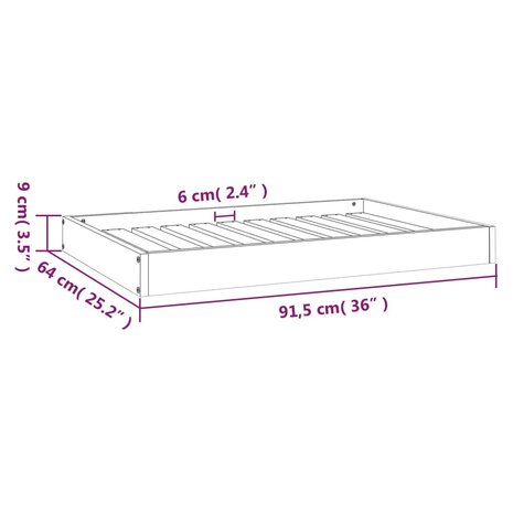 Hondenmand 91,5x64x9 cm massief grenenhout honingbruin 8