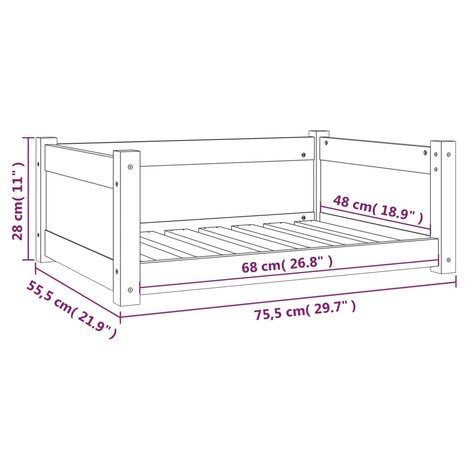 Hondenmand 75,5x55,5x28 cm massief grenenhout 8