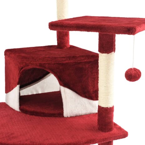 Kattenkrabpaal met sisal krabpalen 203 cm rood en wit 6