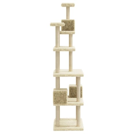 Kattenmeubel met sisal krabpalen 188 cm crèmekleurig 5