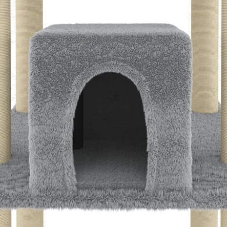 Kattenmeubel met sisal krabpalen 216 cm lichtgrijs 7