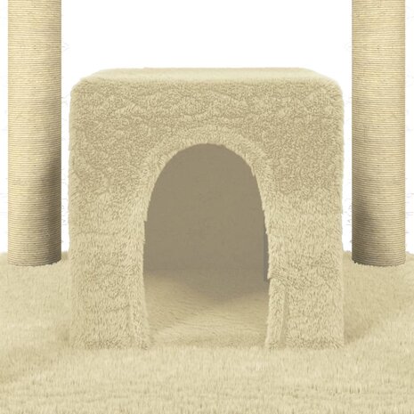 Kattenmeubel met sisal krabpalen 174 cm crèmekleurig 7