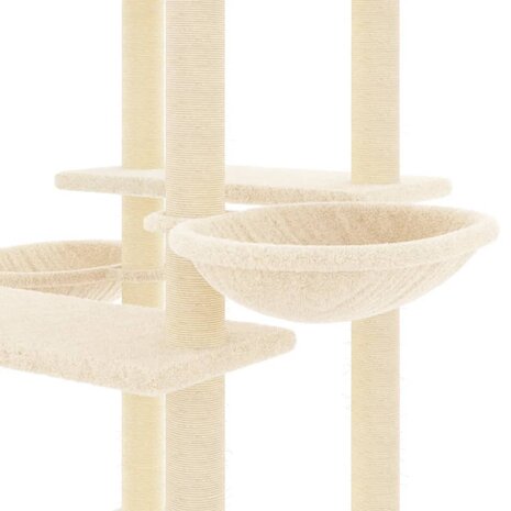 Kattenmeubel met sisal krabpalen 133 cm crèmekleurig 6