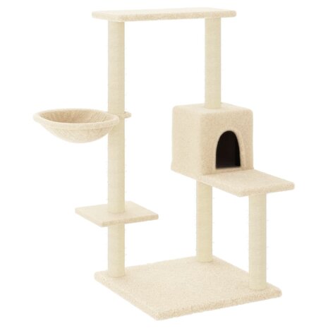 Kattenmeubel met sisal krabpalen 95 cm crèmekleurig 2