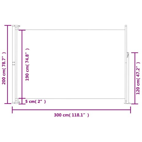 Tuinscherm uittrekbaar 200x300 cm crème 7