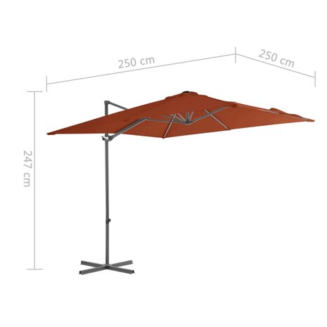 Zweefparasol met stalen paal 250x250 cm terracottakleurig 9