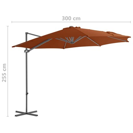 Zweefparasol met stalen paal 300 cm terracottakleurig 9