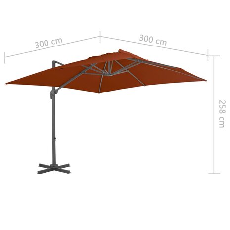 Zweefparasol met aluminium paal 300x300 cm terracottakleurig 8