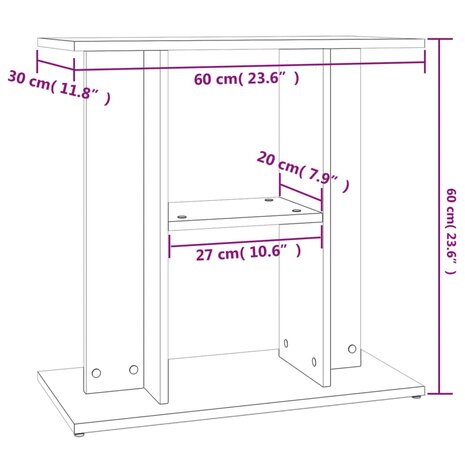 Aquariumstandaard 60x30x60 cm bewerkt hout hoogglans wit 8