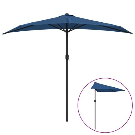 Balkonparasol half met aluminium paal 270x144x222 cm blauw 2