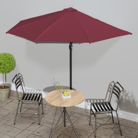 Balkonparasol half aluminium paal 300x155x223 cm bordeauxrood 1