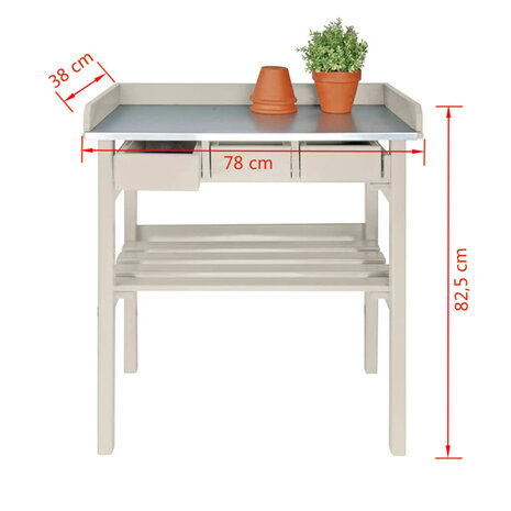 Esschert Design tuinwerktafel met lades (wit) CF29W 3