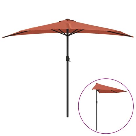 Balkonparasol half met aluminium paal 300x155x223 cm terracotta 2