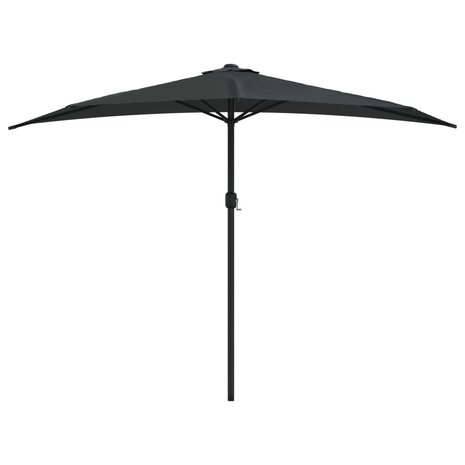 Balkonparasol half met aluminium paal 300x155x223 cm zwart 3