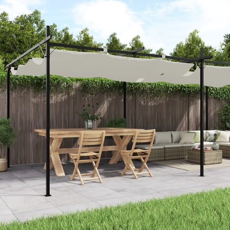 Pergola met uitschuifbaar dak 589x292x230 crèmekleurig 1