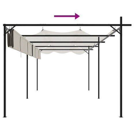 Pergola met uitschuifbaar dak 589x292x230 crèmekleurig 6