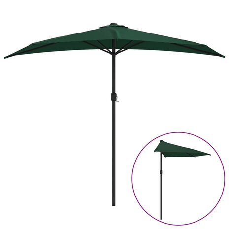 Balkonparasol half met aluminium paal 270x144 cm groen 2