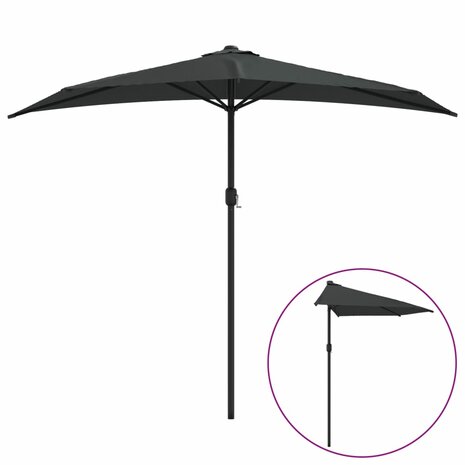 Balkonparasol half met aluminium paal 270x144 cm antraciet 2