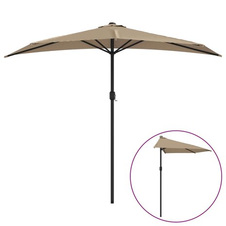 Balkonparasol half met aluminium paal 270x144 cm taupe 2