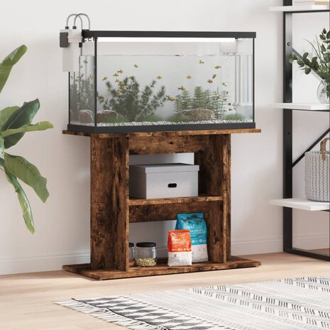 Aquariumstandaard 80x35x60 cm bewerkt hout gerookt eikenkleurig 1