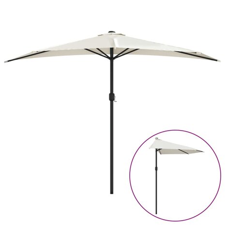 Balkonparasol half met aluminium paal 300x155 cm zandkleurig 2